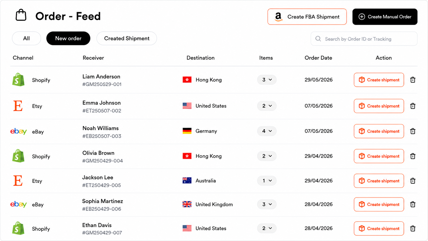 หน้าจอ Order Feed ของ CONNEX